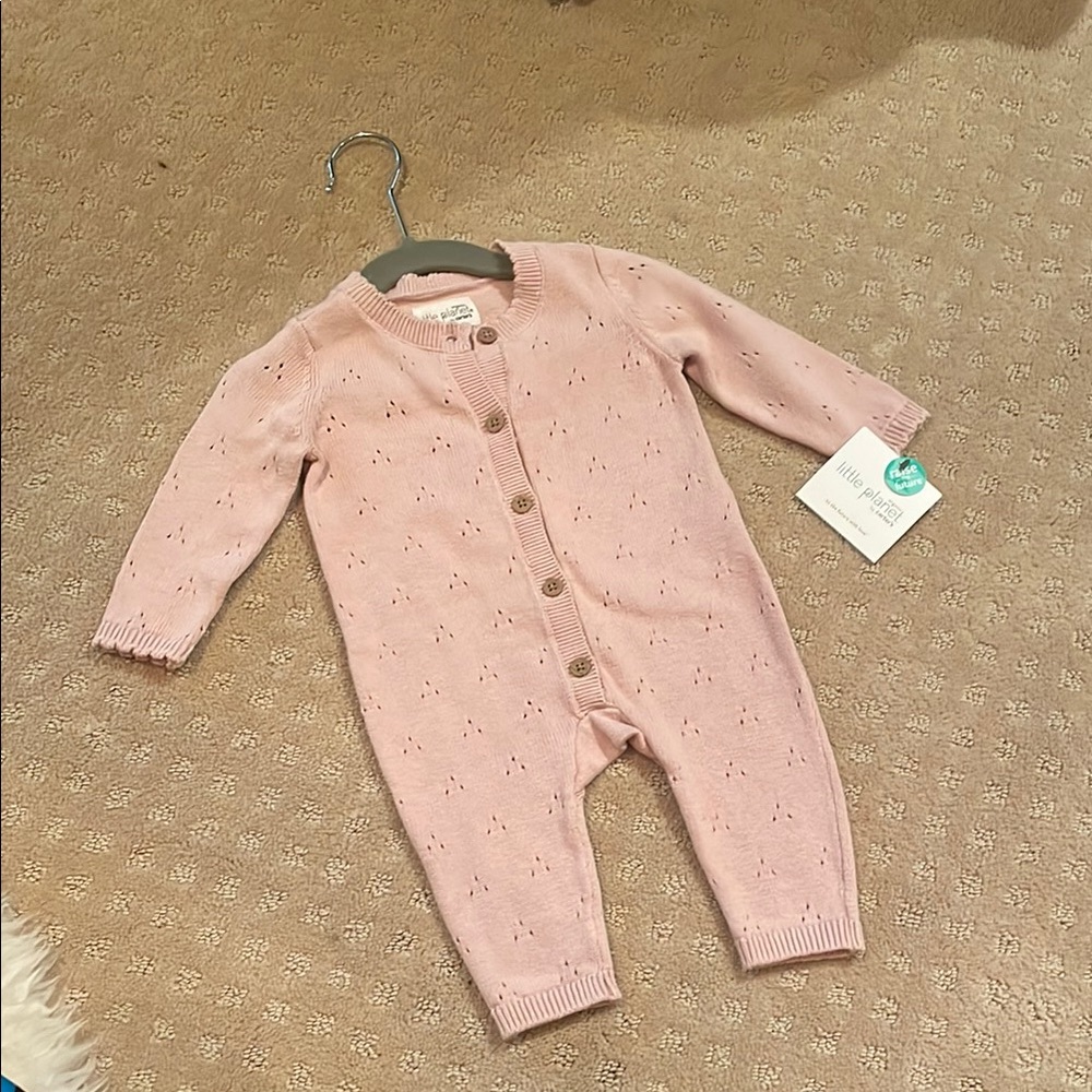 Carter’s Little Planet Boho Knit Pink Button-Up Kids One Piece